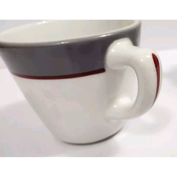 Vintage Jackson Custom China Mug Set Of Two White With Gray & Red  See Pics - Picture 5 of 13
